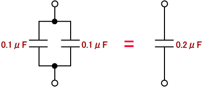 並列接続したコンデンサ