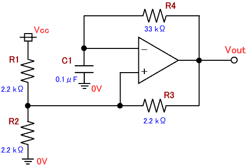 矩形波（方形波）発生回路の回路図