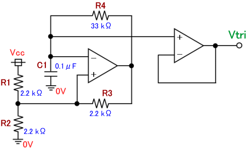 疑似三角波を発生する回路
